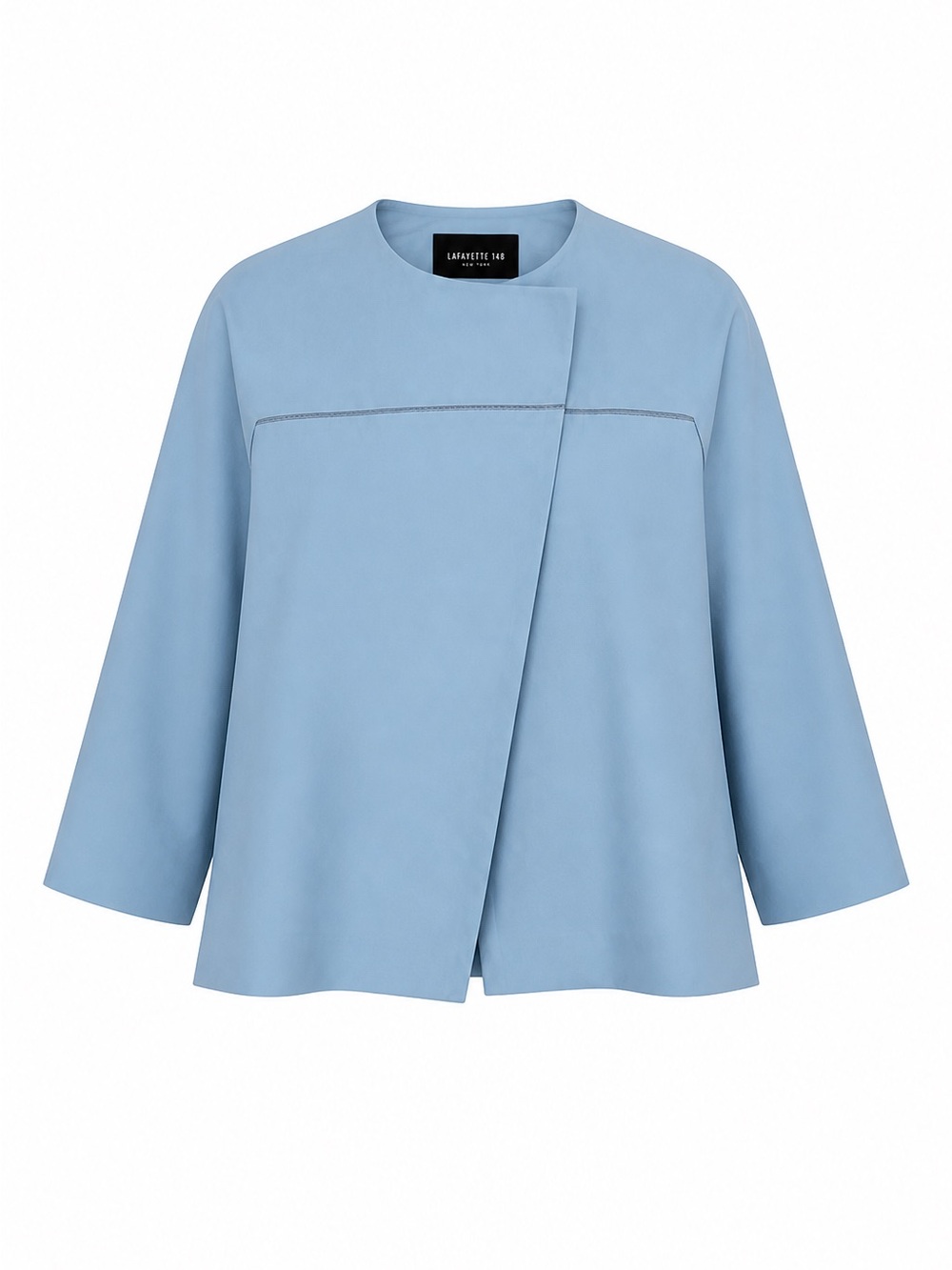 Lafayette 148 New York Cotton Stretch Swing Jacket Blue S